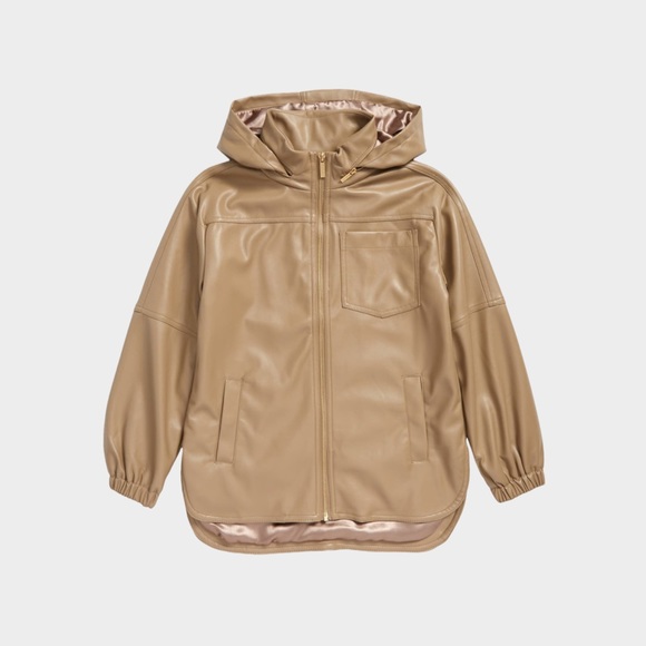 Habitual Brown Hooded Faux Leather Jacket - Picture 1 of 8